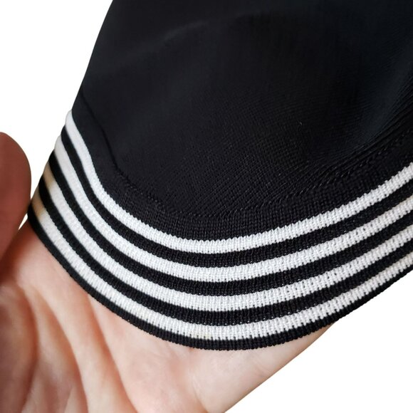 Exclusively Misook Black White Stripe V Neck Cardigan Sweater - Picture 8 of 10